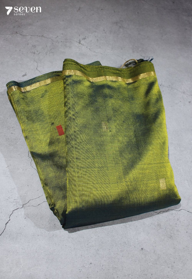 Anvaya Signature Seven Handloom Green Bangalore Vegan Silk Saree - Seven Sarees - Saree - Seven Sarees