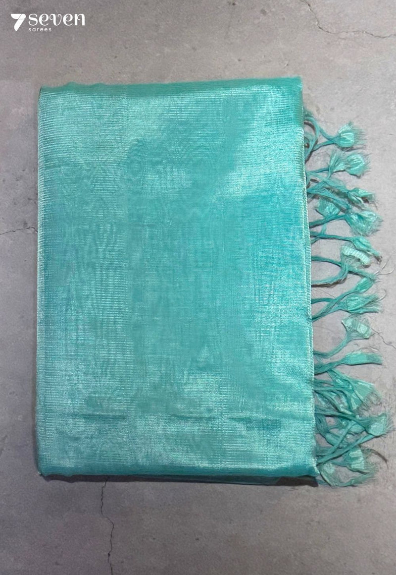 Anvishi Mangalagiri Handloom Blue Vegan Silk Saree - Seven Sarees - Saree - Seven Sarees