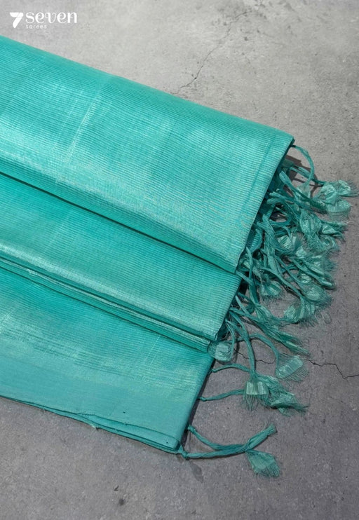 Anvishi Mangalagiri Handloom Blue Vegan Silk Saree - Seven Sarees - Saree - Seven Sarees