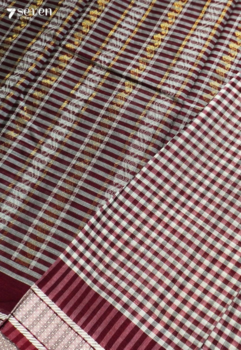 Anvita Signature Seven Handloom Red Bangalore Pure Cotton Saree - Seven Sarees - Saree - Seven Sarees