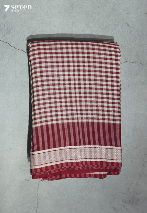 Anvita Signature Seven Handloom Red Bangalore Pure Cotton Saree - Seven Sarees - Saree - Seven Sarees