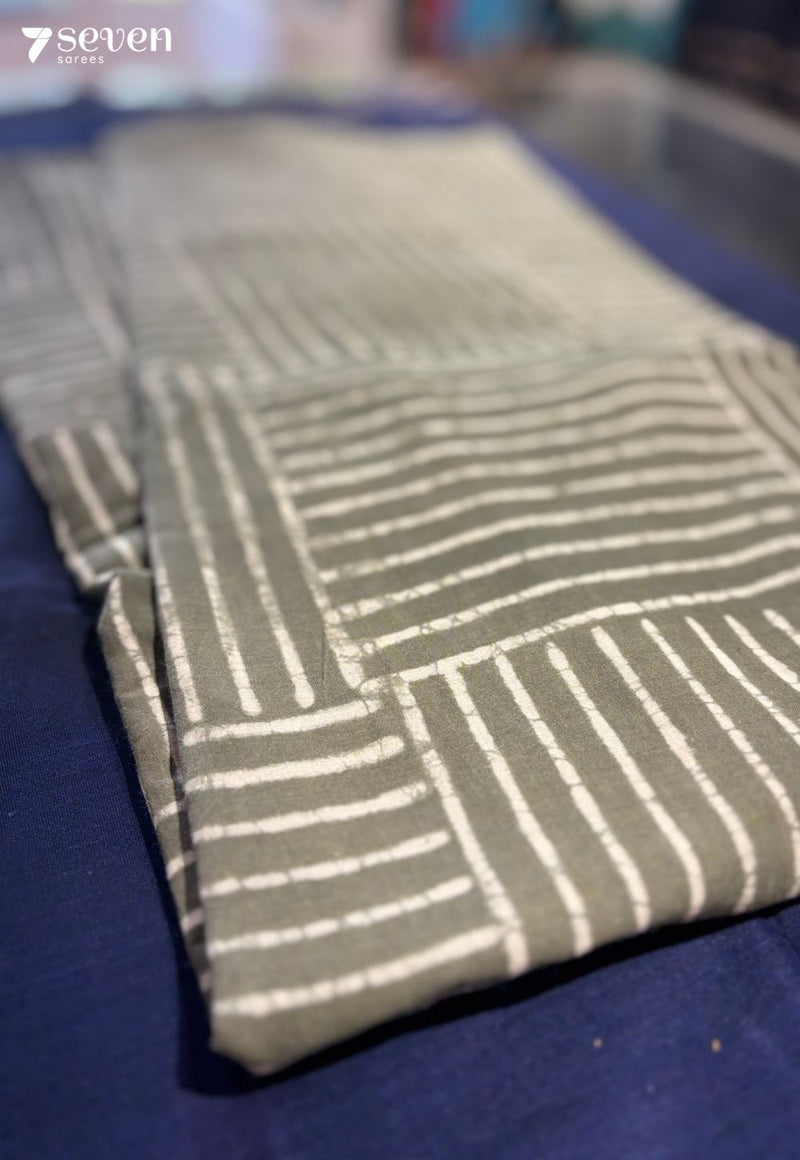 Apron & Fern Jaipur Green Handblock 100% Cotton Saree - Seven Sarees - Saree - Seven Sarees