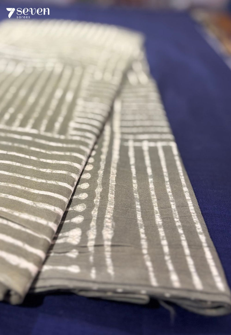 Apron & Fern Jaipur Green Handblock 100% Cotton Saree - Seven Sarees - Saree - Seven Sarees