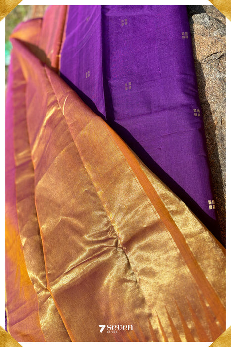 Arali Signature Seven Handloom Violet Bangalore Silk Cotton Saree - Seven Sarees - Saree - Seven Sarees