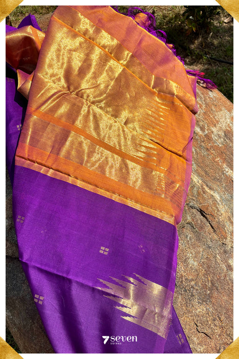 Arali Signature Seven Handloom Violet Bangalore Silk Cotton Saree - Seven Sarees - Saree - Seven Sarees