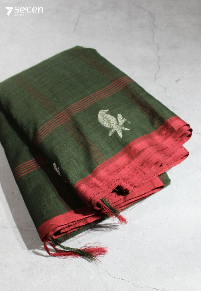 Archana Signature Seven Handloom Green Bangalore Pure Cotton Saree - Seven Sarees - Saree - Seven Sarees