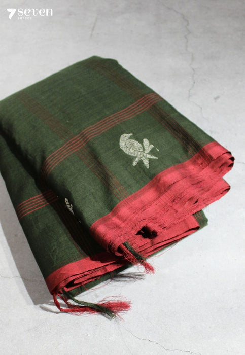 Archana Signature Seven Handloom Green Bangalore Pure Cotton Saree - Seven Sarees - Saree - Seven Sarees