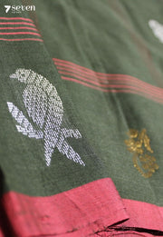 Archana Signature Seven Handloom Green Bangalore Pure Cotton Saree - Seven Sarees - Saree - Seven Sarees