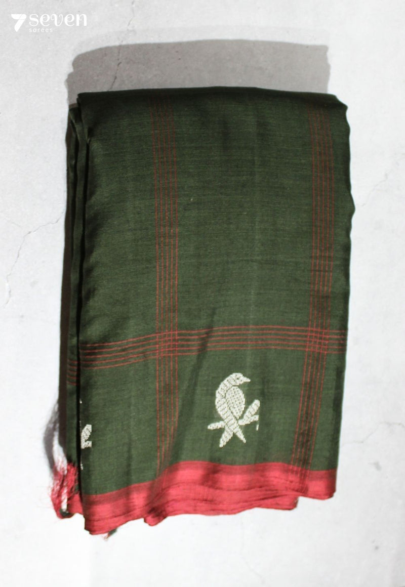 Archana Signature Seven Handloom Green Bangalore Pure Cotton Saree - Seven Sarees - Saree - Seven Sarees