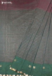 Arelu Signature Seven Handloom Green Bangalore Pure Cotton Saree - Seven Sarees - Saree - Seven Sarees