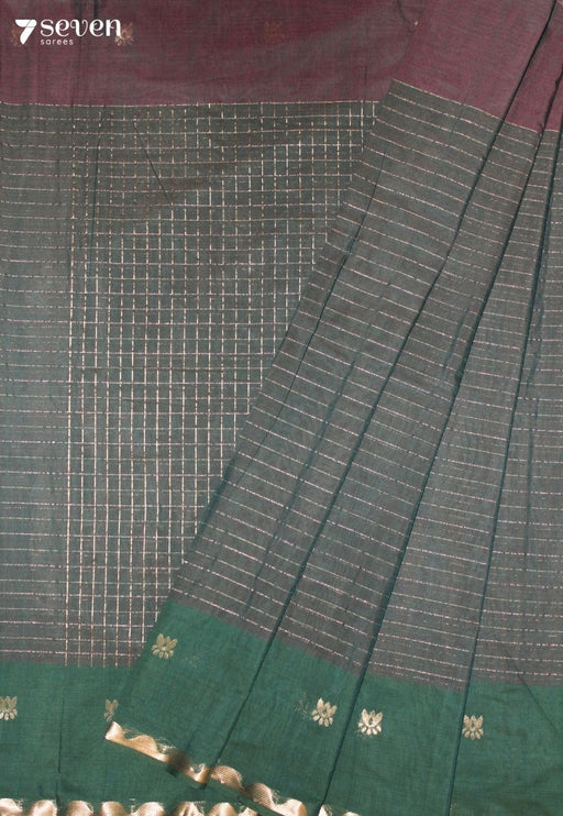 Arelu Signature Seven Handloom Green Bangalore Pure Cotton Saree - Seven Sarees - Saree - Seven Sarees