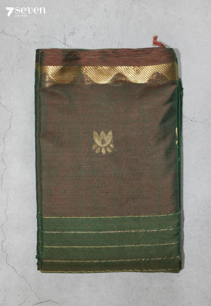 Arelu Signature Seven Handloom Green Bangalore Pure Cotton Saree - Seven Sarees - Saree - Seven Sarees