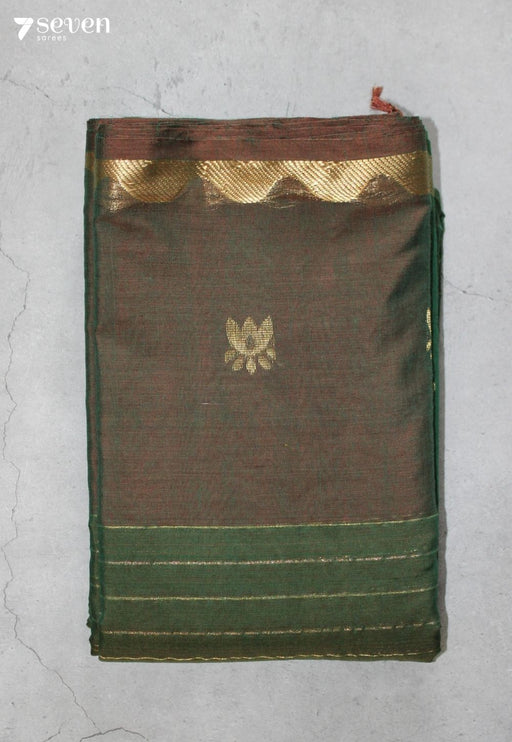 Arelu Signature Seven Handloom Green Bangalore Pure Cotton Saree - Seven Sarees - Saree - Seven Sarees