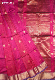 Arimaya Maheshwari Handloom Pink Silk Cotton Saree - Seven Sarees - Seven Sarees
