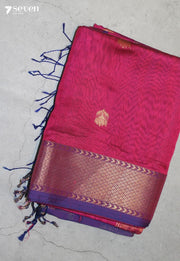 Arimaya Maheshwari Handloom Pink Silk Cotton Saree - Seven Sarees - Seven Sarees