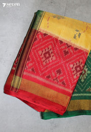 Armeya Patola Handloom Single Ikkat Yellow Pure Silk Saree|Silk Mark Certified - Seven Sarees - Saree - Seven Sarees