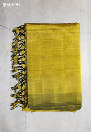 Arolika Mangalagiri Handloom Mustard Vegan Silk Saree - Seven Sarees - Saree - Seven Sarees