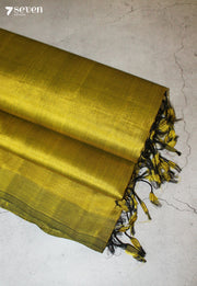 Arolika Mangalagiri Handloom Mustard Vegan Silk Saree - Seven Sarees - Saree - Seven Sarees
