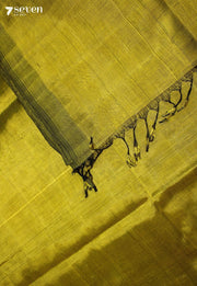 Arolika Mangalagiri Handloom Mustard Vegan Silk Saree - Seven Sarees - Saree - Seven Sarees
