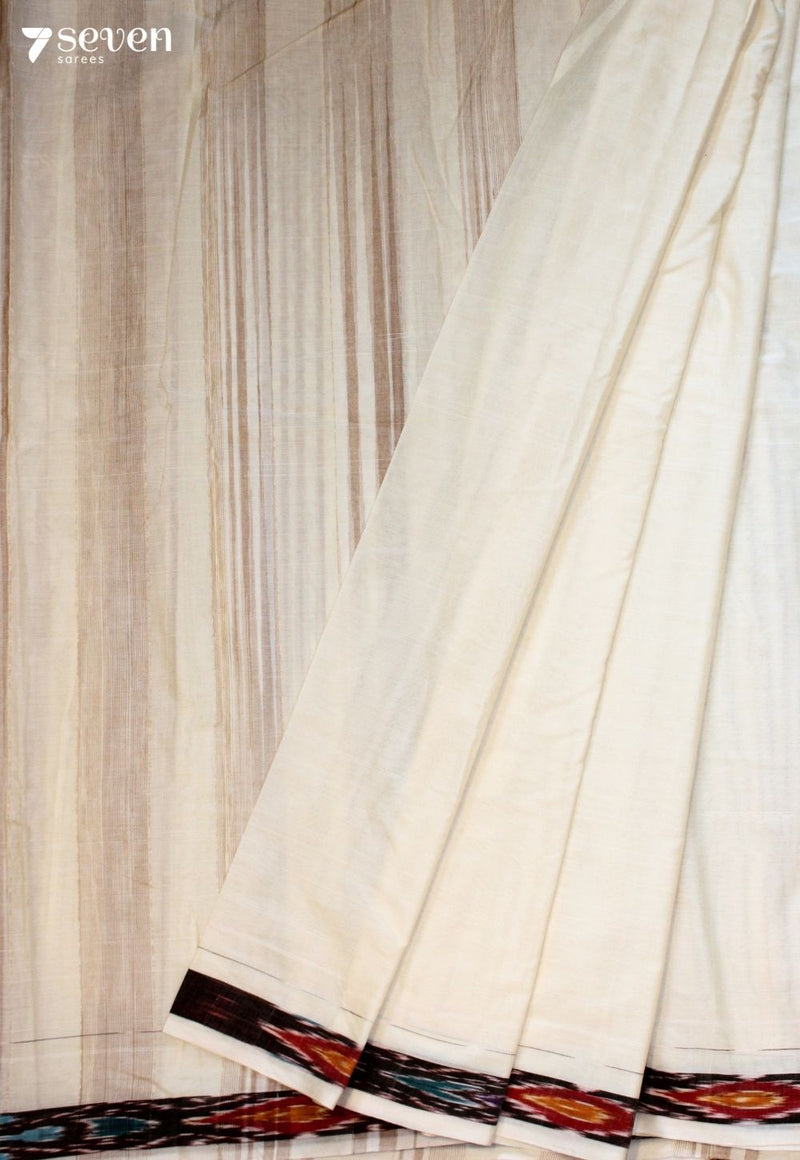 Arosha Signature Seven Handloom Off-White Bangalore Pure Cotton Saree - Seven Sarees - Saree - Seven Sarees