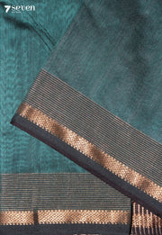 Arovi Maheshwari Handloom Green Silk Cotton Saree - Seven Sarees - Seven Sarees
