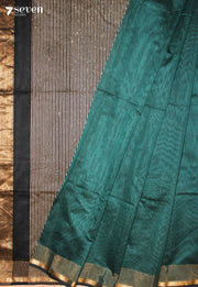 Arovi Maheshwari Handloom Green Silk Cotton Saree - Seven Sarees - Seven Sarees