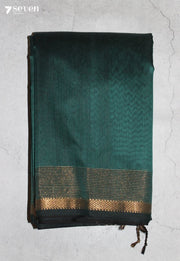 Arovi Maheshwari Handloom Green Silk Cotton Saree - Seven Sarees - Seven Sarees