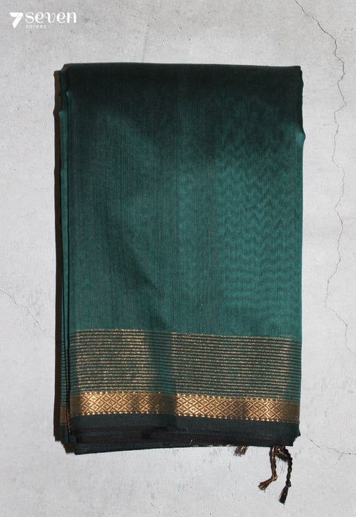 Arovi Maheshwari Handloom Green Silk Cotton Saree - Seven Sarees - Seven Sarees