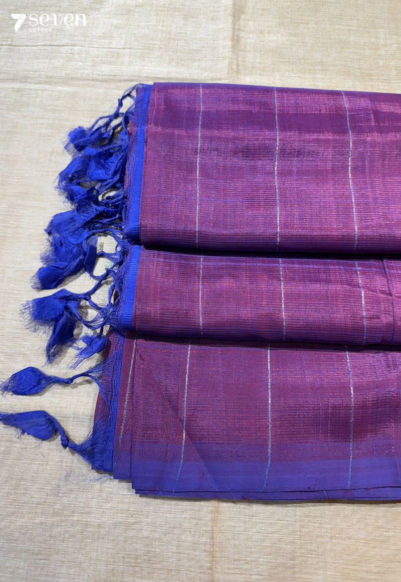 Aruna Mangalagiri Handloom Violet Vegan Silk Saree - Seven Sarees - Saree - Seven Sarees