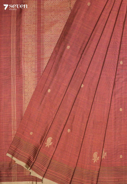 Arvotu Signature Seven Handloom Brick-Red Bangalore Pure Cotton Saree - Seven Sarees - Saree - Seven Sarees