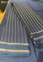 Arya Signature Seven Handloom Navy Blue Bangalore Pure Cotton Saree - Seven Sarees - Saree - Seven Sarees