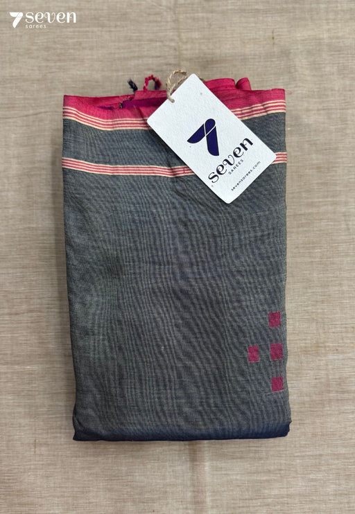 Ash Trace Signature Seven Handloom Grey Bangalore Vegan Silk Saree - Seven Sarees - Saree - Seven Sarees