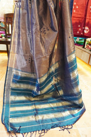 Ash's Luck Seven Signature Seven Handloom Silver Bangalore Vegan Silk Saree - Seven Sarees - Saree - Seven Sarees