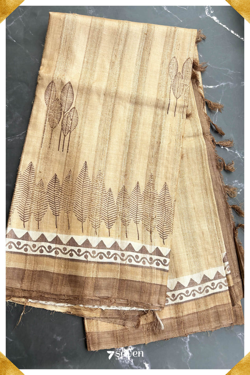 Aster Chattisgarh Brown Pure Kosa Silk Saree|Silk Mark Certified - Seven Sarees - Saree - Seven Sarees
