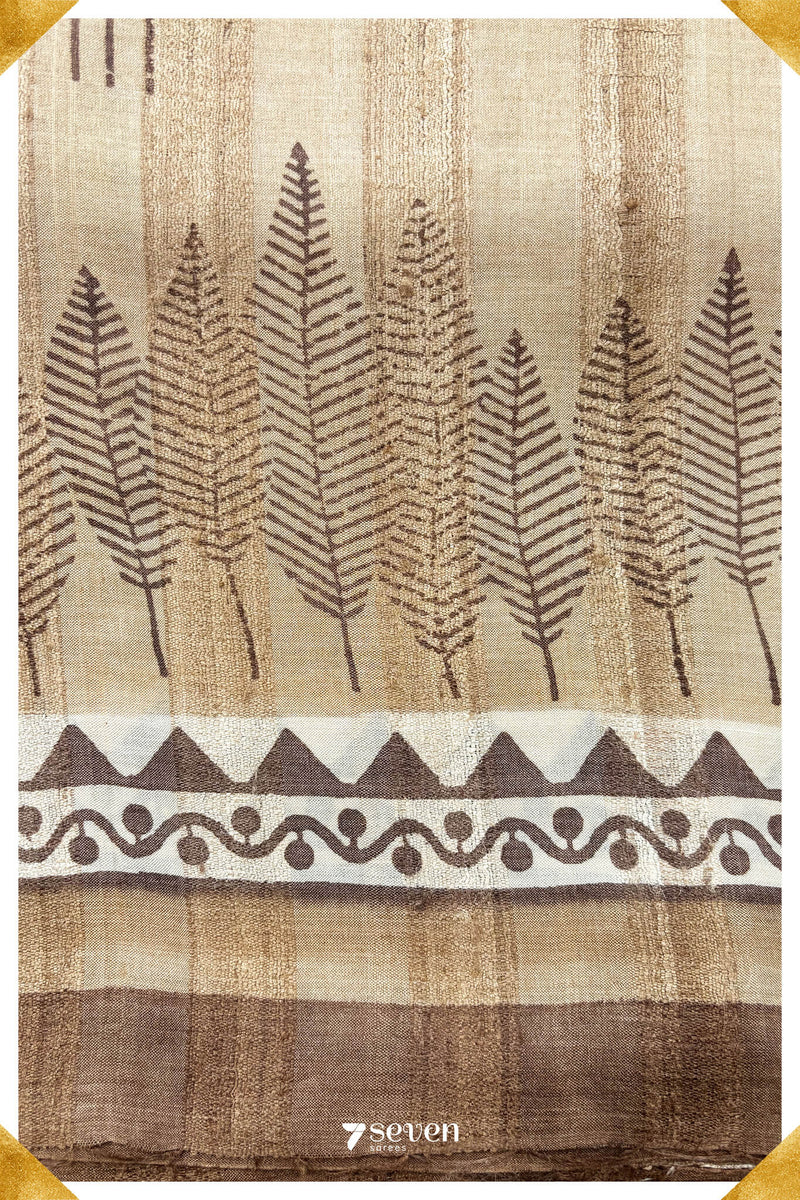 Aster Chattisgarh Brown Pure Kosa Silk Saree|Silk Mark Certified - Seven Sarees - Saree - Seven Sarees