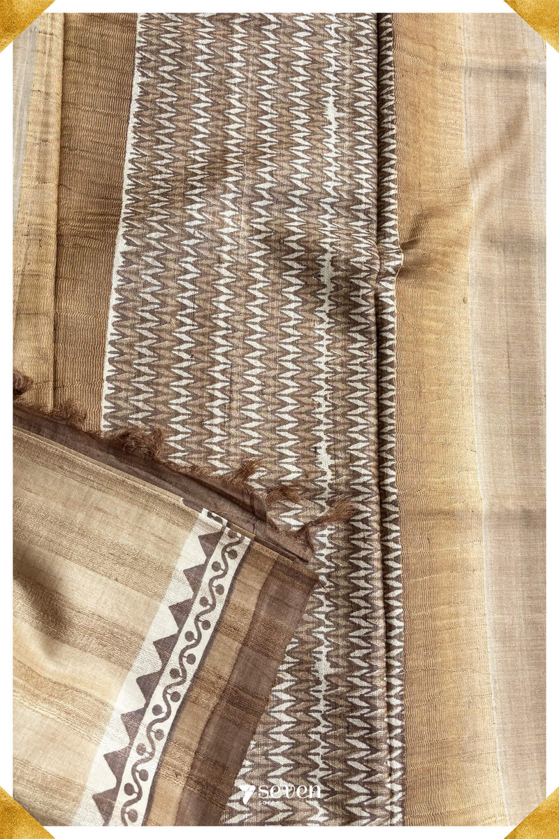 Aster Chattisgarh Brown Pure Kosa Silk Saree|Silk Mark Certified - Seven Sarees - Saree - Seven Sarees