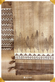 Aster Chattisgarh Brown Pure Kosa Silk Saree|Silk Mark Certified - Seven Sarees - Saree - Seven Sarees