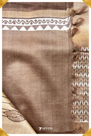 Aster Chattisgarh Brown Pure Kosa Silk Saree|Silk Mark Certified - Seven Sarees - Saree - Seven Sarees