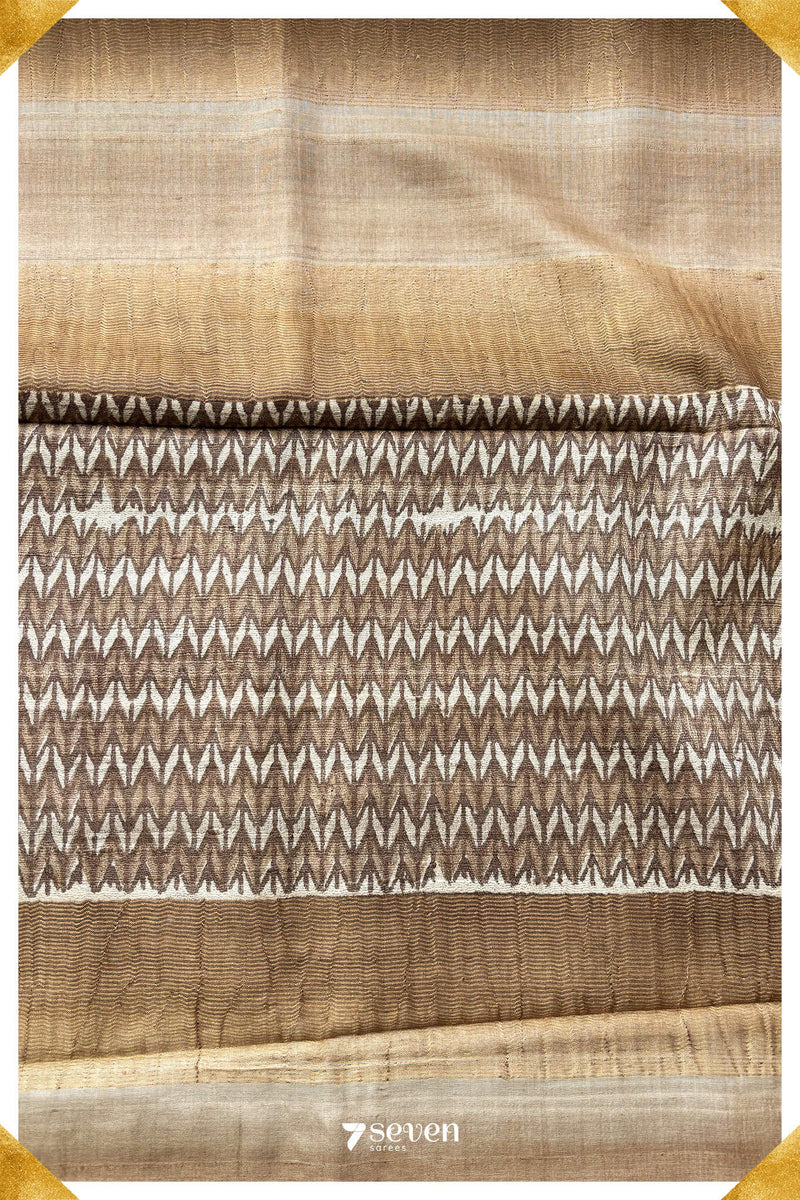 Aster Chattisgarh Brown Pure Kosa Silk Saree|Silk Mark Certified - Seven Sarees - Saree - Seven Sarees