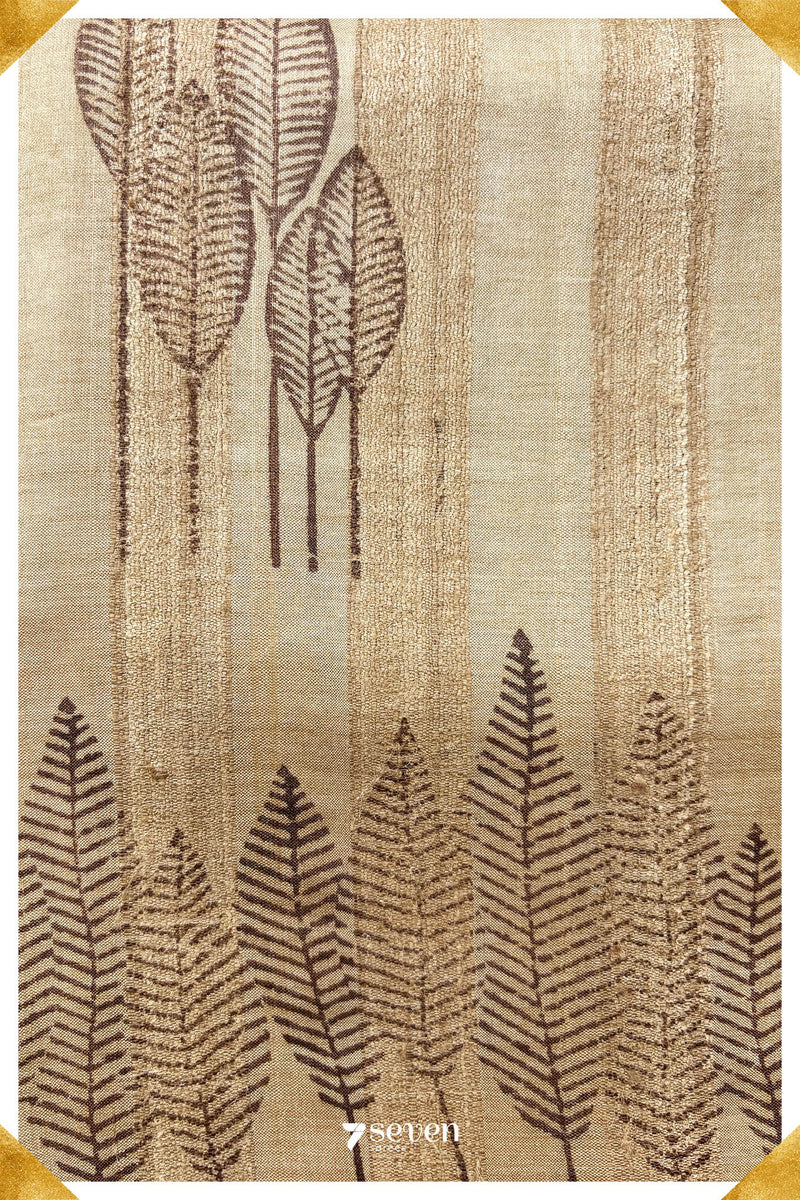 Aster Chattisgarh Brown Pure Kosa Silk Saree|Silk Mark Certified - Seven Sarees - Saree - Seven Sarees