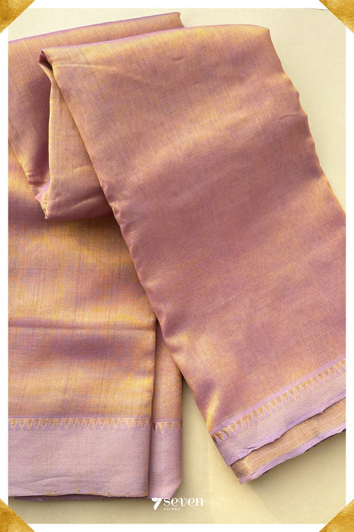 Atma Mangalagiri Handloom Beige - Pink Double Shade Vegan Silk Saree - Seven Sarees - Saree - Seven Sarees