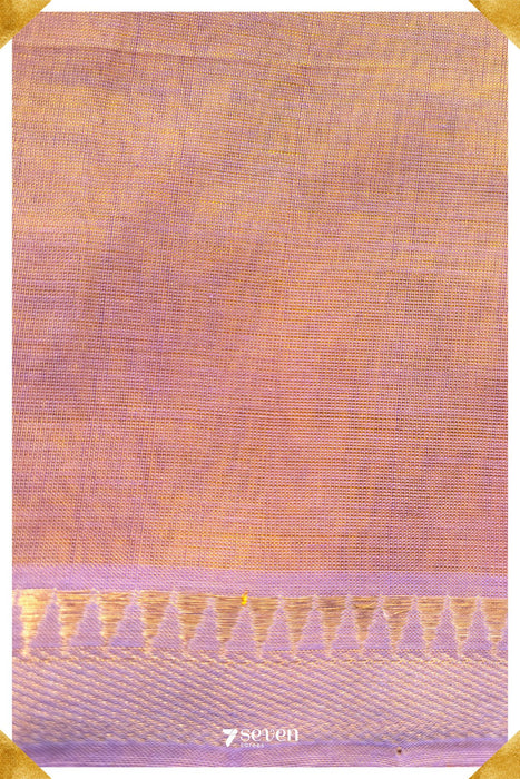 Atma Mangalagiri Handloom Beige - Pink Double Shade Vegan Silk Saree - Seven Sarees - Saree - Seven Sarees