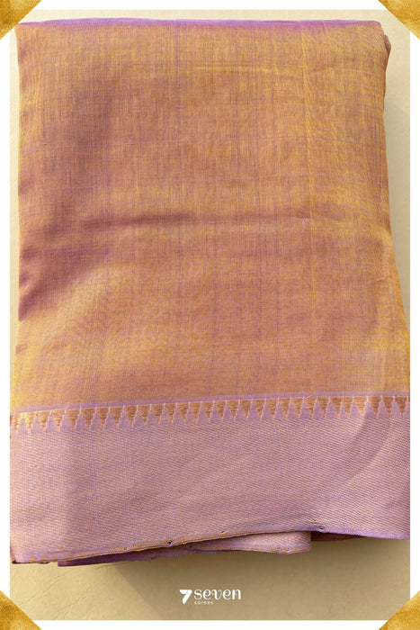 Atma Mangalagiri Handloom Beige - Pink Double Shade Vegan Silk Saree - Seven Sarees - Saree - Seven Sarees