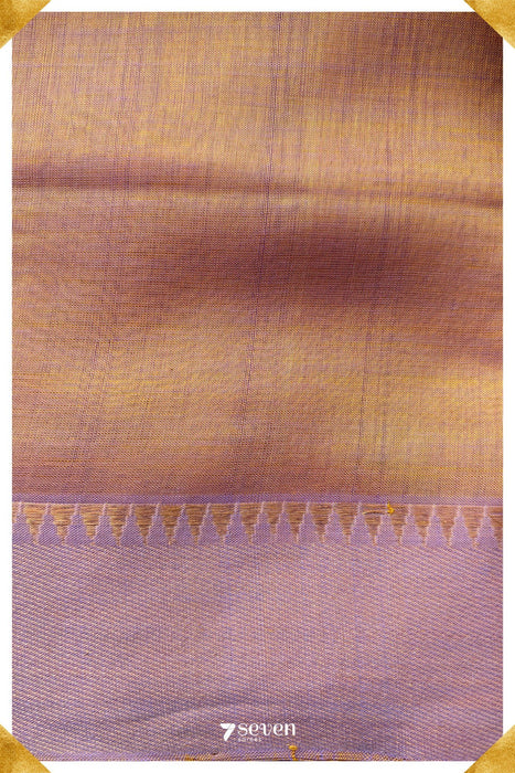 Atma Mangalagiri Handloom Beige - Pink Double Shade Vegan Silk Saree - Seven Sarees - Saree - Seven Sarees