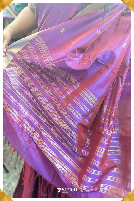 Aurora Vine Signature Seven Handloom Pink Bangalore Vegan Silk Saree - Seven Sarees - Saree - Seven Sarees