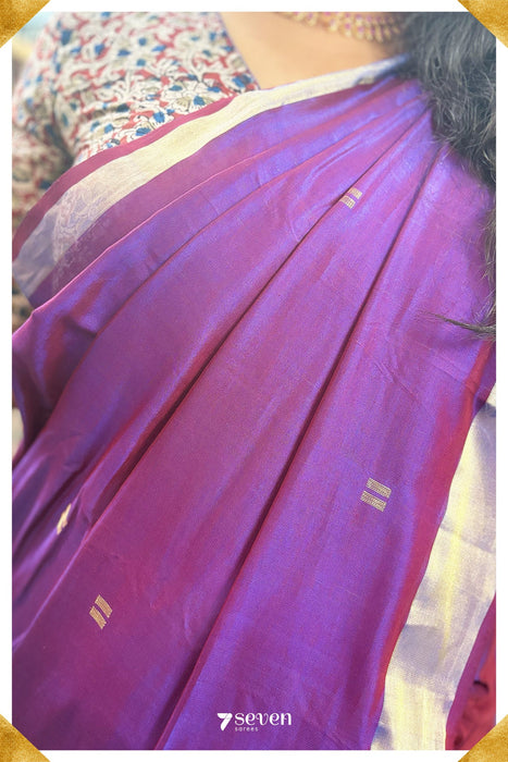 Aurora Vine Signature Seven Handloom Pink Bangalore Vegan Silk Saree - Seven Sarees - Saree - Seven Sarees