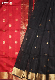 Aviratha Maheshwari Handloom Black Silk Cotton Saree - Seven Sarees - Seven Sarees
