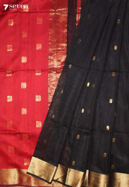 Aviratha Maheshwari Handloom Black Silk Cotton Saree - Seven Sarees - Seven Sarees