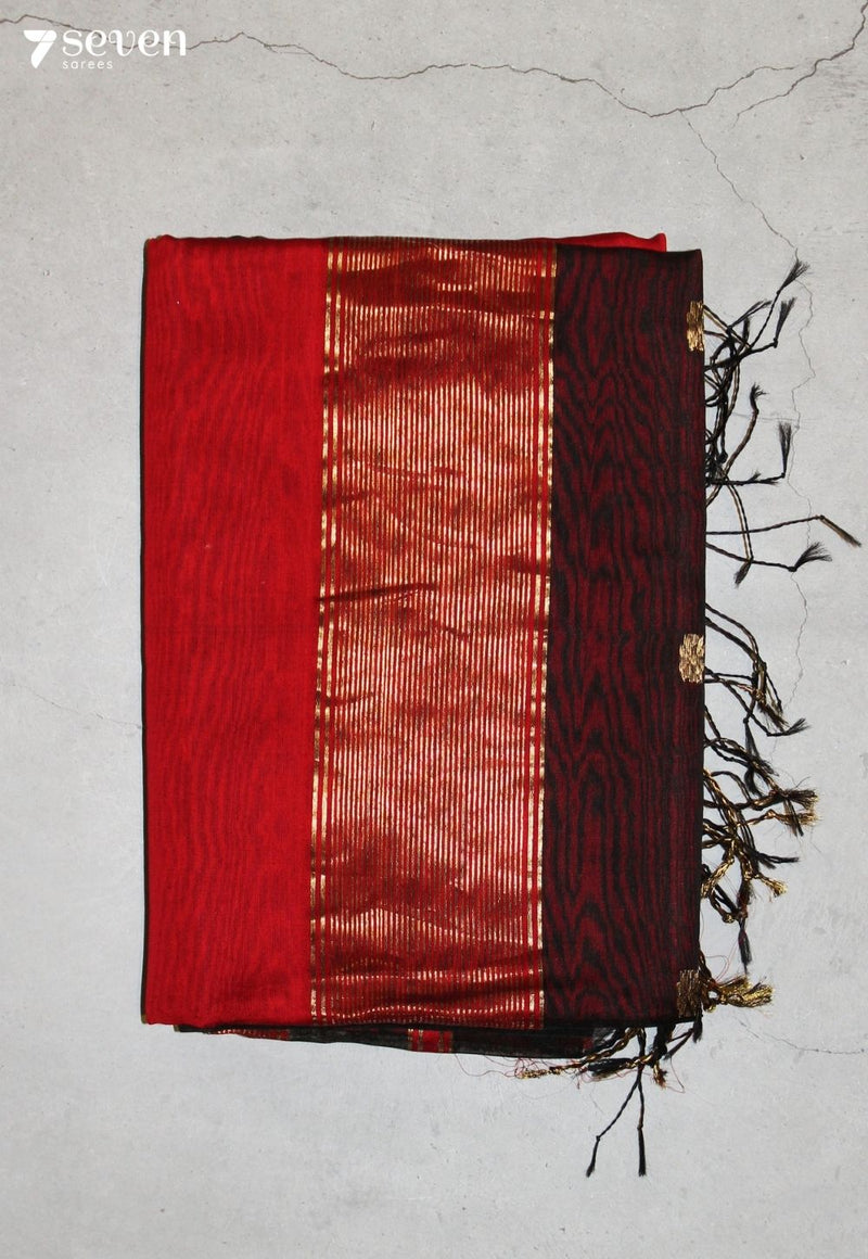 Aviratha Maheshwari Handloom Black Silk Cotton Saree - Seven Sarees - Seven Sarees