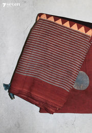 Aviruma Kutch Red Pure Handmade Ajrakh 100% Cotton Saree - Seven Sarees - Saree - Seven Sarees